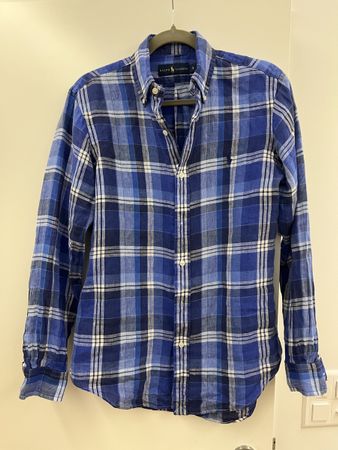 Ralph Lauren Hemd Leinen kariert blau Grösse S