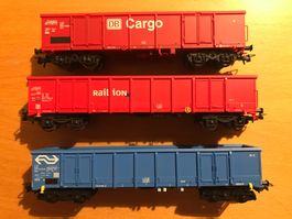 3x Hochbordwagen DB Cargo / Railion / NS