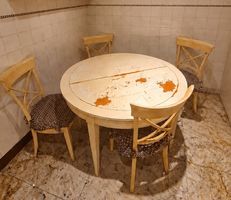 Esstisch rund mit 4 Stühlen Shabby Chic
