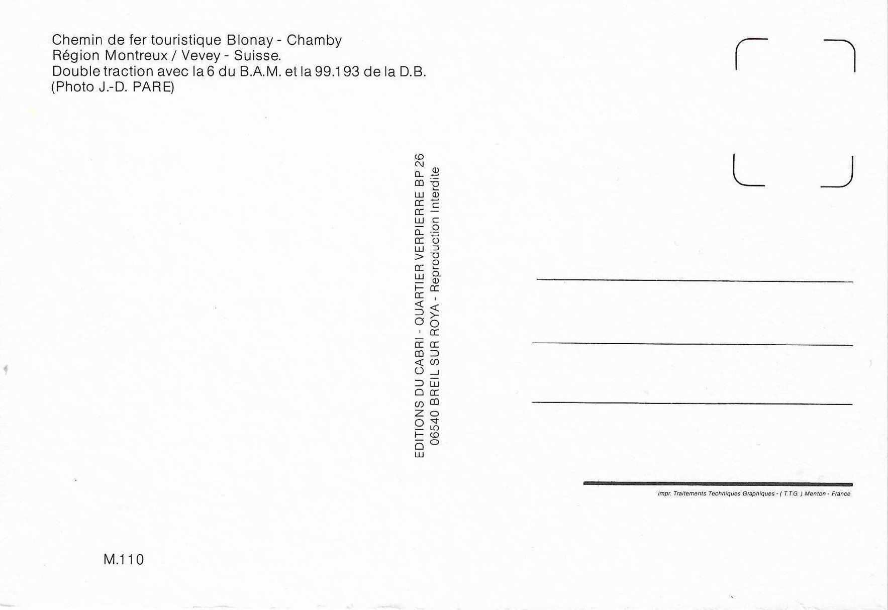 Cartoline postali: Chemin de fer touristique Blonay-Chamby – Nuovo (secondo la descrizione) da Rothrist venduto da Stranglehold 1