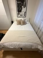 Polsterbett 140 × 200 cm in Weiss mit Matratzen & Stauraum
