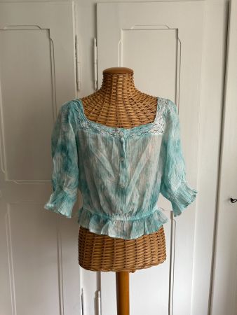 Batik Blusentop blau-weiss - M