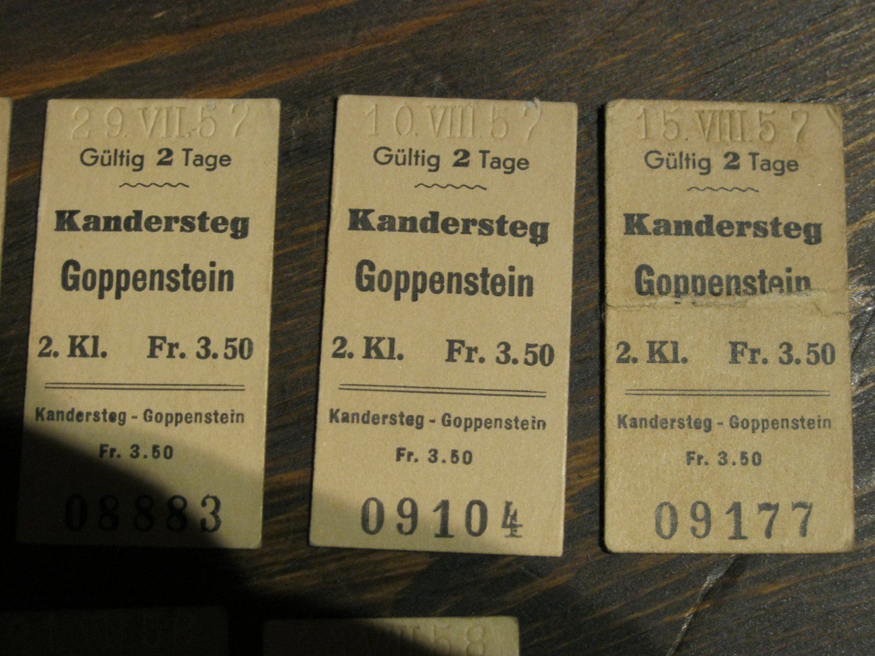 Biglietti: BLS Billette Ticket 1957 / 1958 10x Kanderstag Goppenstein – Usato da Utzenstorf venduto da jue_5d6l 3
