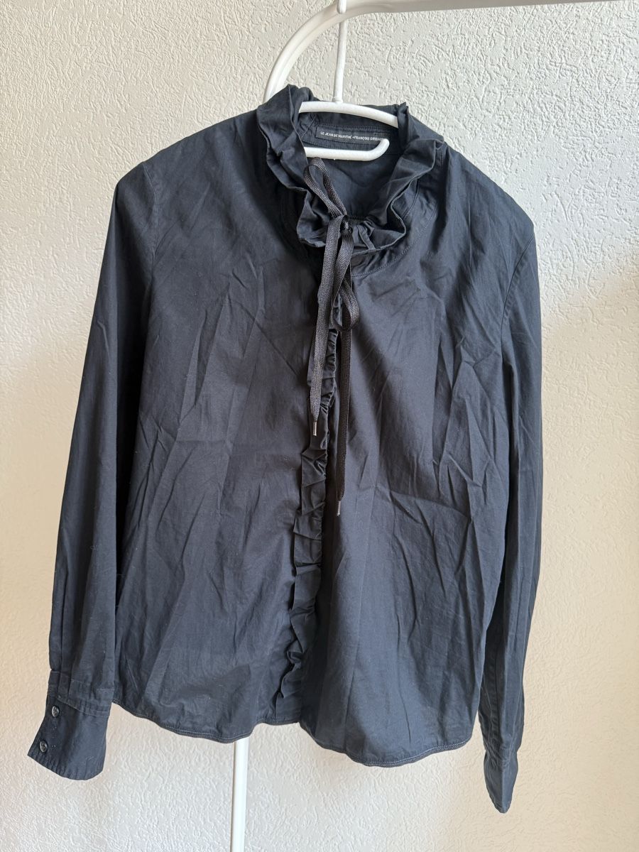 Camicette: Chemise noire col froncé Marithé François Girbaud,t.M – Usato da Tavannes venduto da Thriftshop