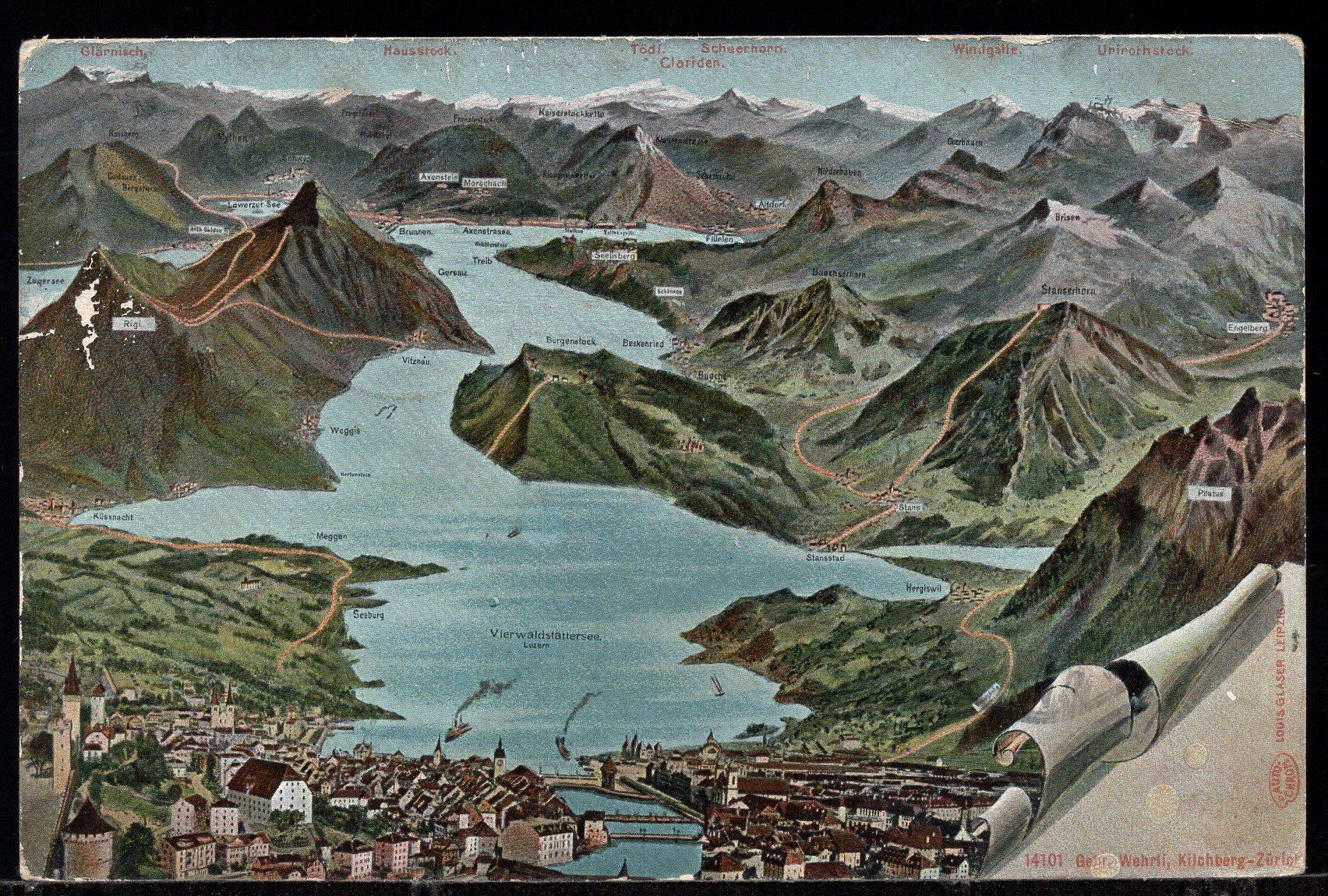 Cartes postales: Luzern  - Vierwaldstätersee -  Panorama   1903 – D'occasion à Aarau par kufi44