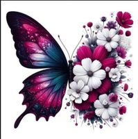 Kreuzstich-Sticken-Handarbeit- Schmetterling-Blumen 36x30cm
