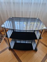Fernsehmöbel - schwarzes, gehärtetes Glas - drei Ebenen