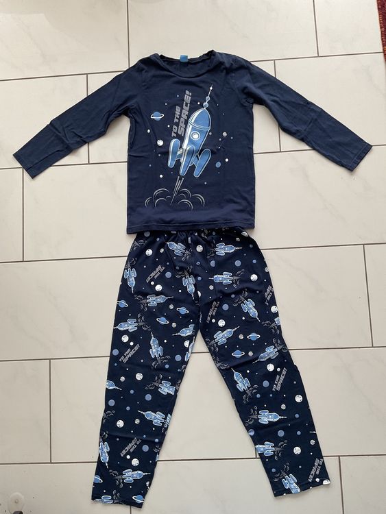 Jungen Schlafanzug Kurz 146 - Cartoon Zug Print Winter Pyjama Set