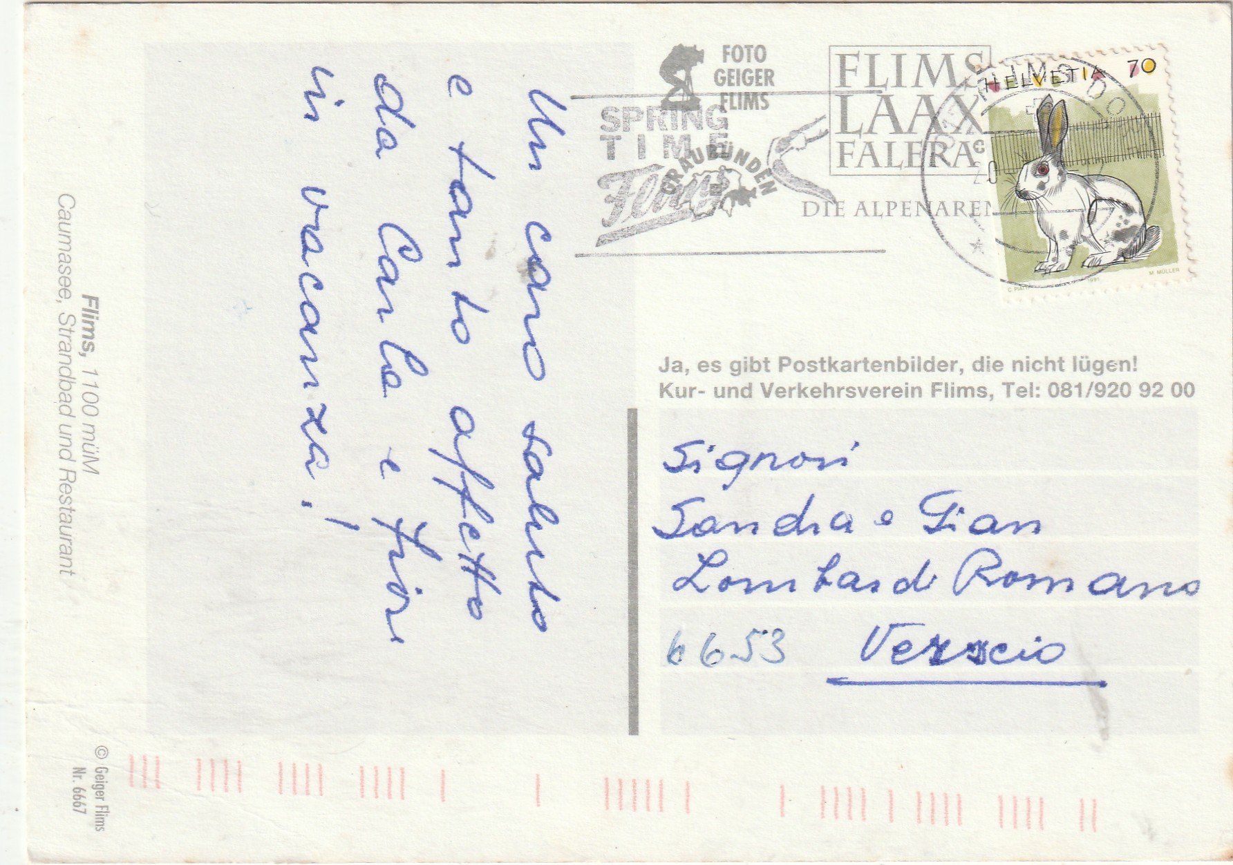 Cartes postales: Flims Caumasee – D'occasion à Lumbrein par made02 1