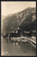 AK Brienz, Uferpartie mit Kirche, 1928