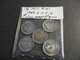 1 Rp Série Zinc 1942-3-4-5-6 Pièces magnifiques  Top du Top