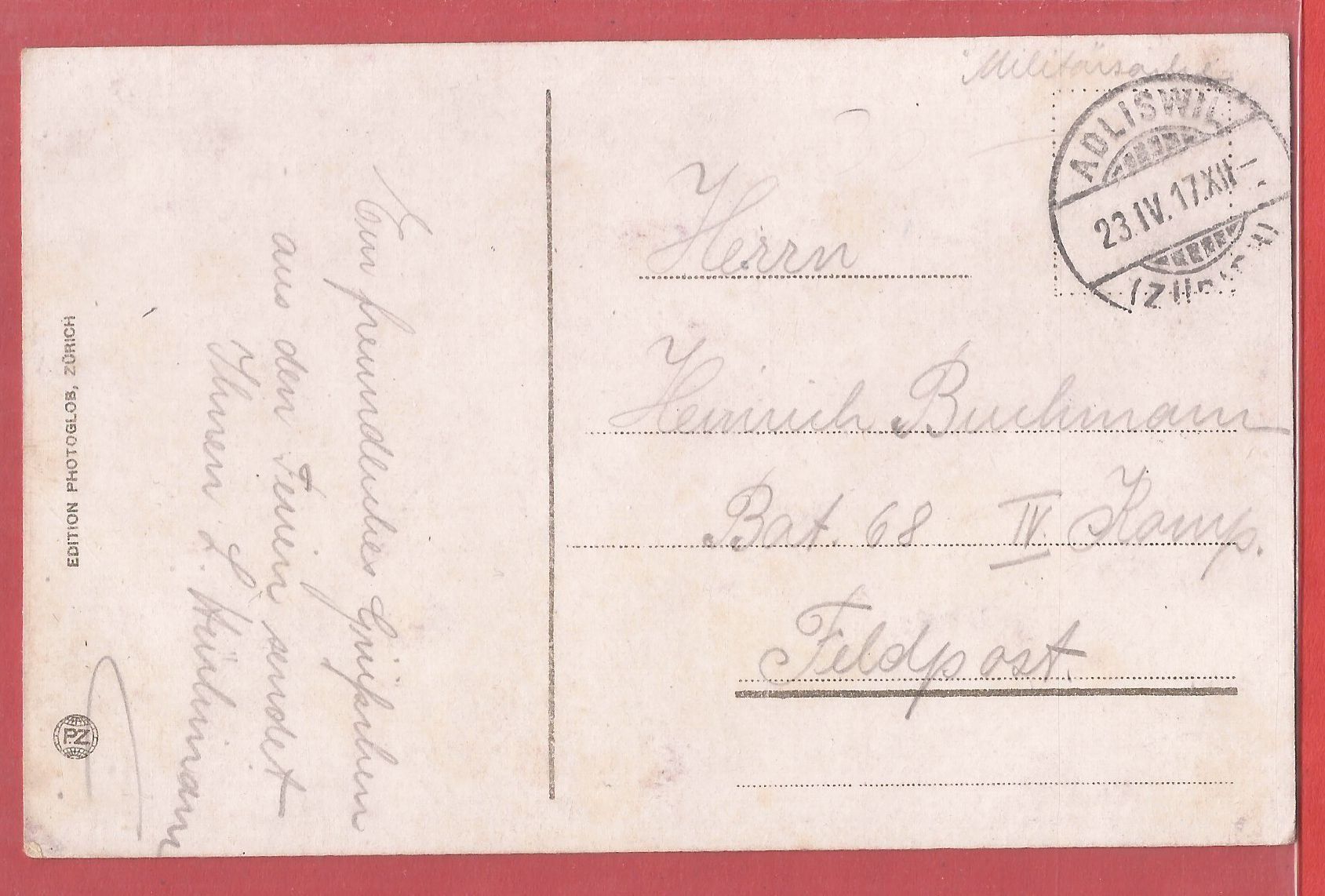 Cartes postales: Adliswil - 1917 – D'occasion à Fislisbach par Porano 1