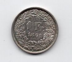 (540) Schweiz, 1 Franken 1861, unz/stgl