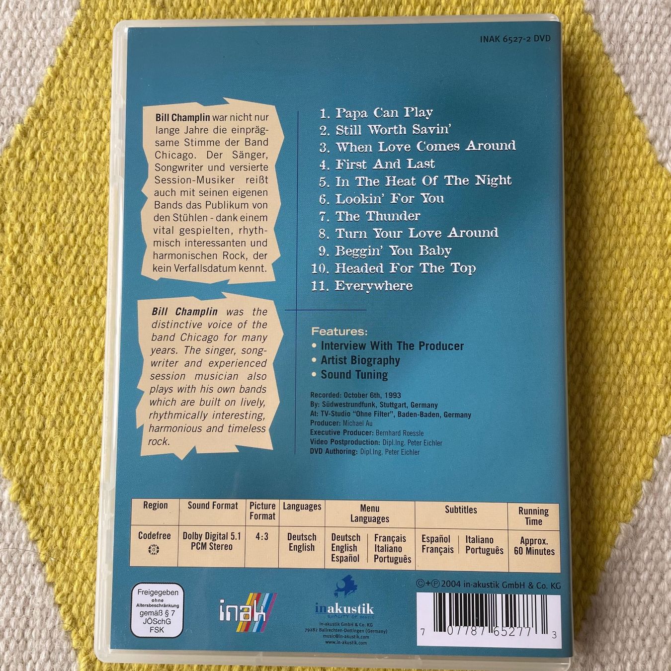 Tutti i DVDs: BILL CHAMPLIN CHICAGO-DVD IN CONCERT – Usato da Rorschacherberg venduto da CD-Roli 1
