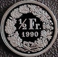 50 Rappen 1990 pp / aus Münzsatz / in einer Münzkapsel