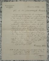 Brief Dokument von 1896  Kessweil TG