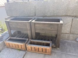 2 Wooden Raised Planters Used Condition