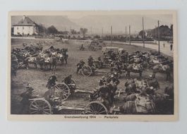 AK Postkarte: Artillerie Schweiz Militär Parkplatz