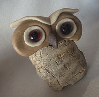 Eule Figur Naturstein Handgemacht Fossilie sieh Foto