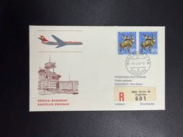 Swissair Erstflugbrief Zürich - Bukarest 1967