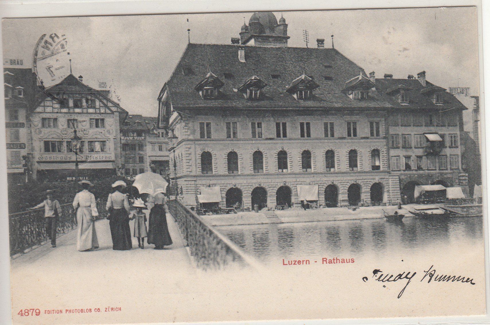 Cartoline postali: AK Luzern Rathaus 1906 LU Belebt – Usato da Herrliberg venduto da Lfrifda