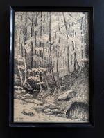 Bleistiftzeichnung "Wald" von M. Bauer, 1909!