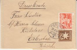 SGK SB 057 mit Zusatzfrankatur, Stempel Herisau
