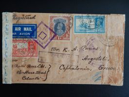 Indien British Brief von 1940 nach Griechenland gelaufen