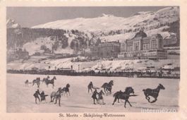 St. Moritz GR // ca. 1910 Skijöring Wettrennen