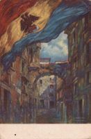 Ansichtskarte Fiume, Flagge mit Adler 1925