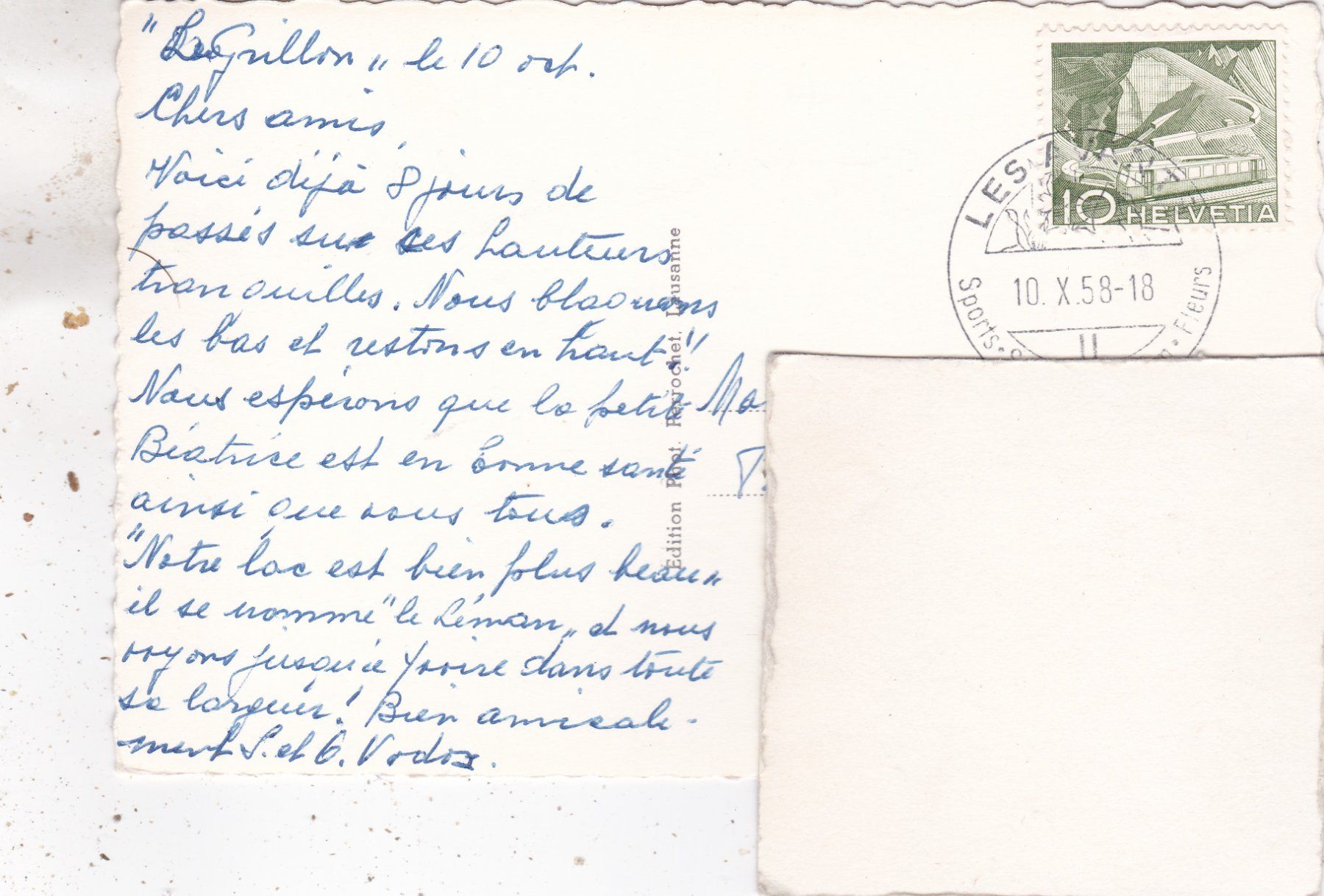 Cartoline postali: Orgevaux s / les Avants  1958 – Usato da Herisau venduto da Lisegrat2008 1