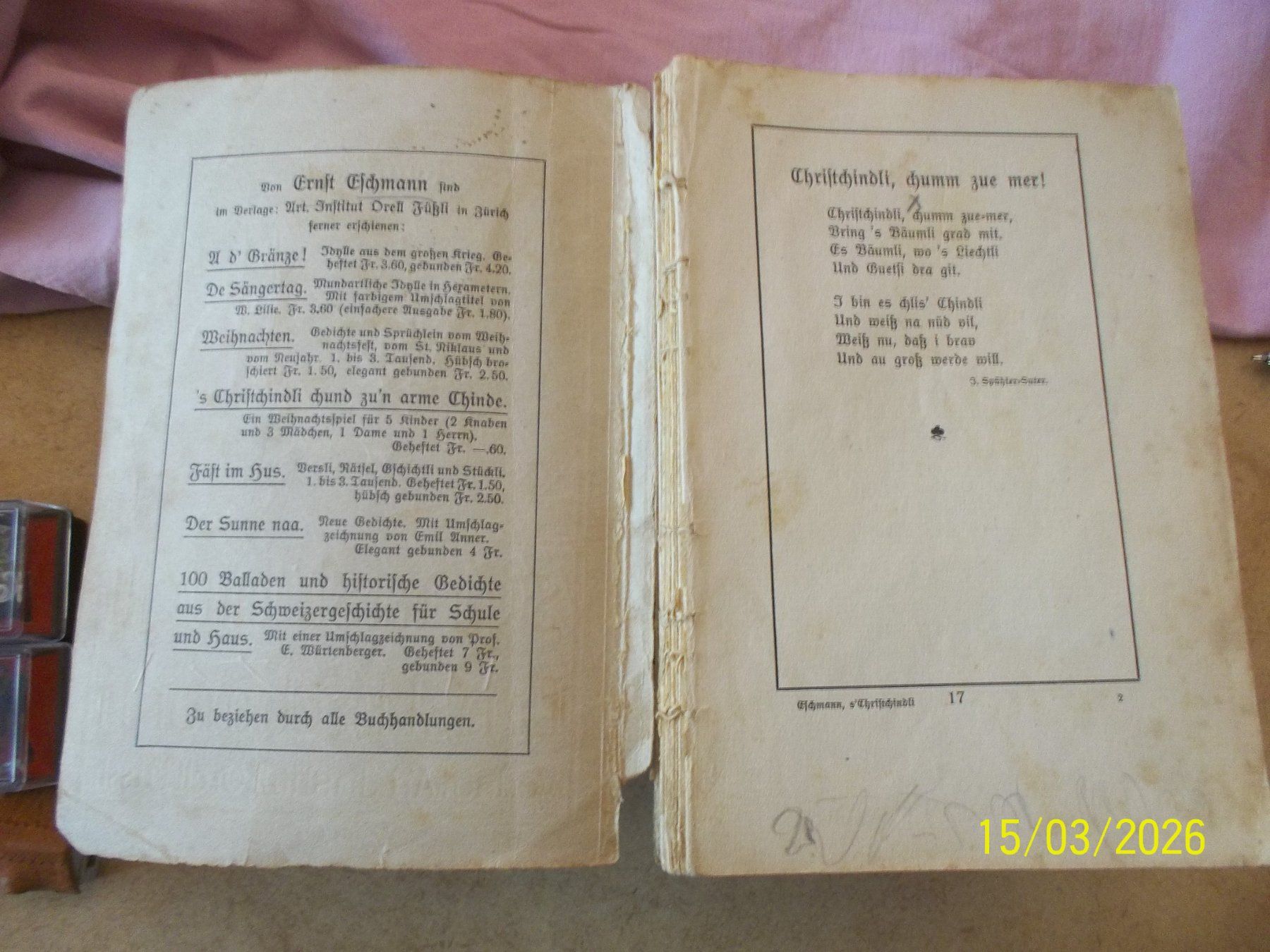 Libri: Antikes Lieder/Verslibüechli "S'Chrischtchindli" – Usato da Root venduto da annaa19 1