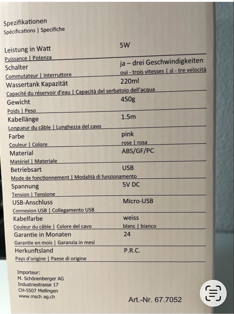 Ventilatori: USB-Ventilator + Luftbefeuchter – Usato da Schwerzenbach venduto da Muffi01 4