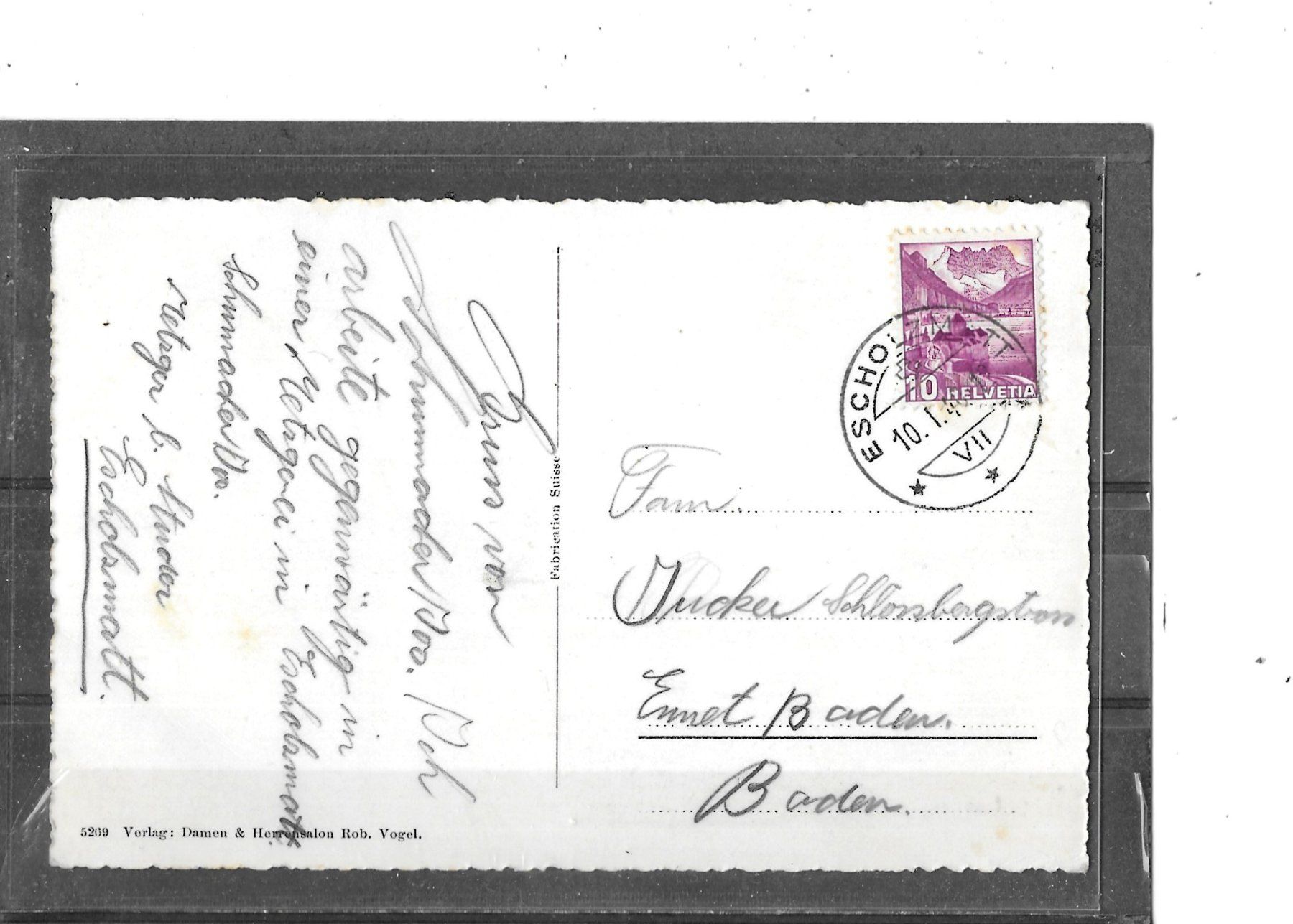 Ansichtskarten: LU Escholzmatt 1940 – Gebraucht aus Schocherswil von Wilare 1