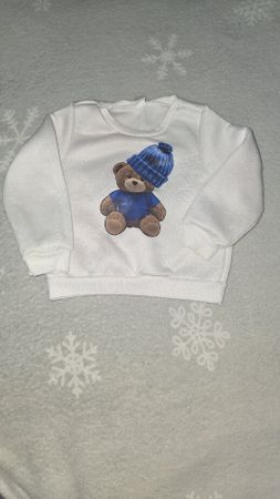 Kinder Pullover,weiss, Bärenmotiv 