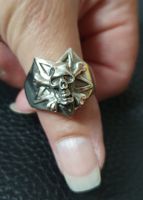 Neu: Totenkopf mit Pentagramm / Ring Gr. 63 / 925 Silber