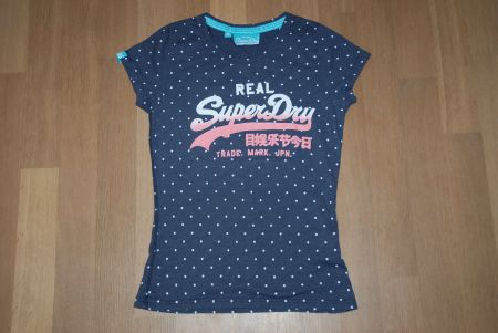 T-Shirt Superdry, dunkelblau mit Glitzer-Print, Gr. S