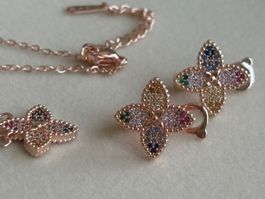 Luxus Elegante Set Kette Ohrstecker Multicolore