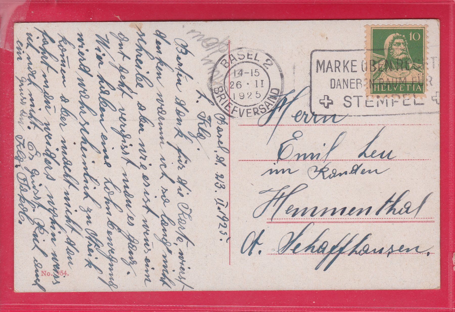 Cartoline postali: BASEL MIT RHEINDAMPFER, 26.2.1925 – Usato da Oberrieden venduto da Gebirgsstelze 1