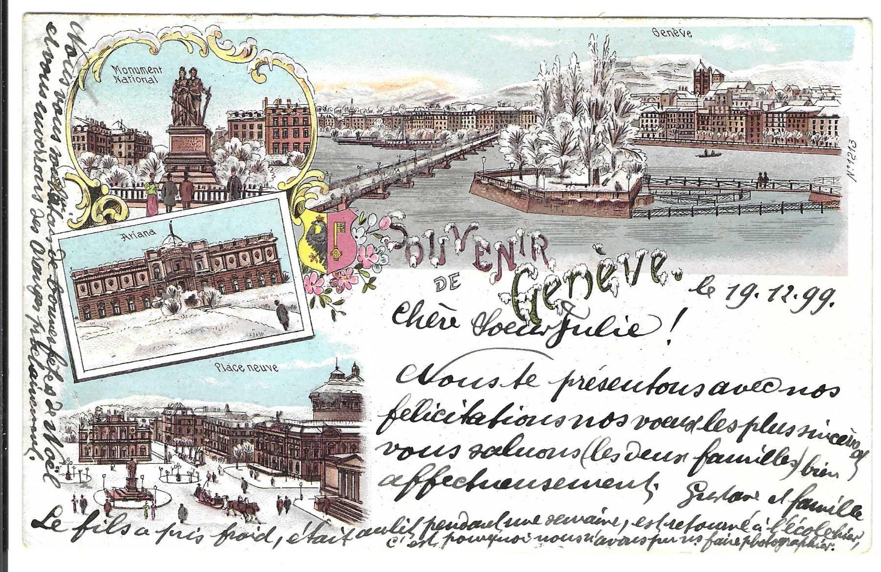Cartoline postali: Douvenier de Genève, Litho – Usato da Wildhaus venduto da Brunphil
