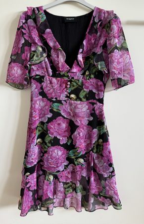 Robe fleurie The Kooples, taille 1, noir fuchsia