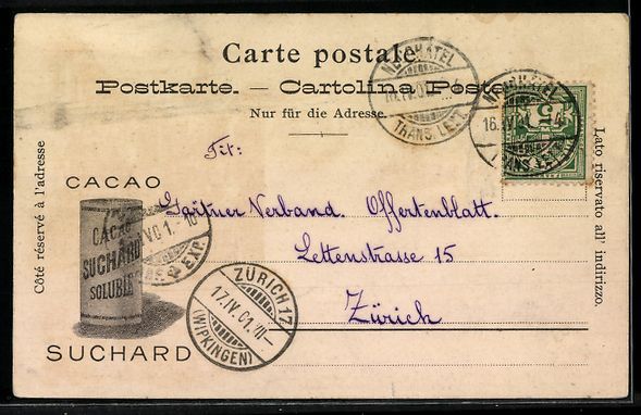 Cartoline postali: Litho Bern, Händler mit Chocolat Suchar – Usato da Berlin venduto da bartko-reher 1