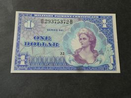 USA o.J., 1 Dollar - Militärausgabe ungefaltet