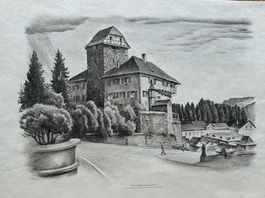 🍫🇨🇭 Schloss Frauenfeld - Lithographie E. Schlatter 1930