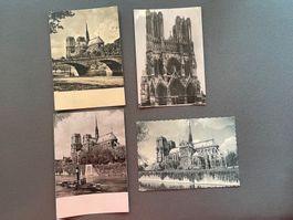 4 Ansichtskarten der Kathedrale Notre Dame in Paris um 1950