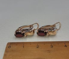 Gold 585 Bicolour Ohrstecker Mit Granaten