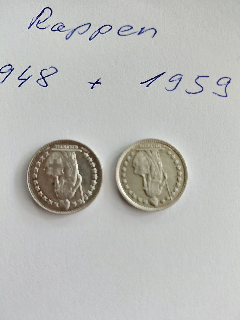 Alle Münzen: 2x 50 Rappen 1948 und 59 silber – Gebraucht aus Bonaduz von topolino052 2