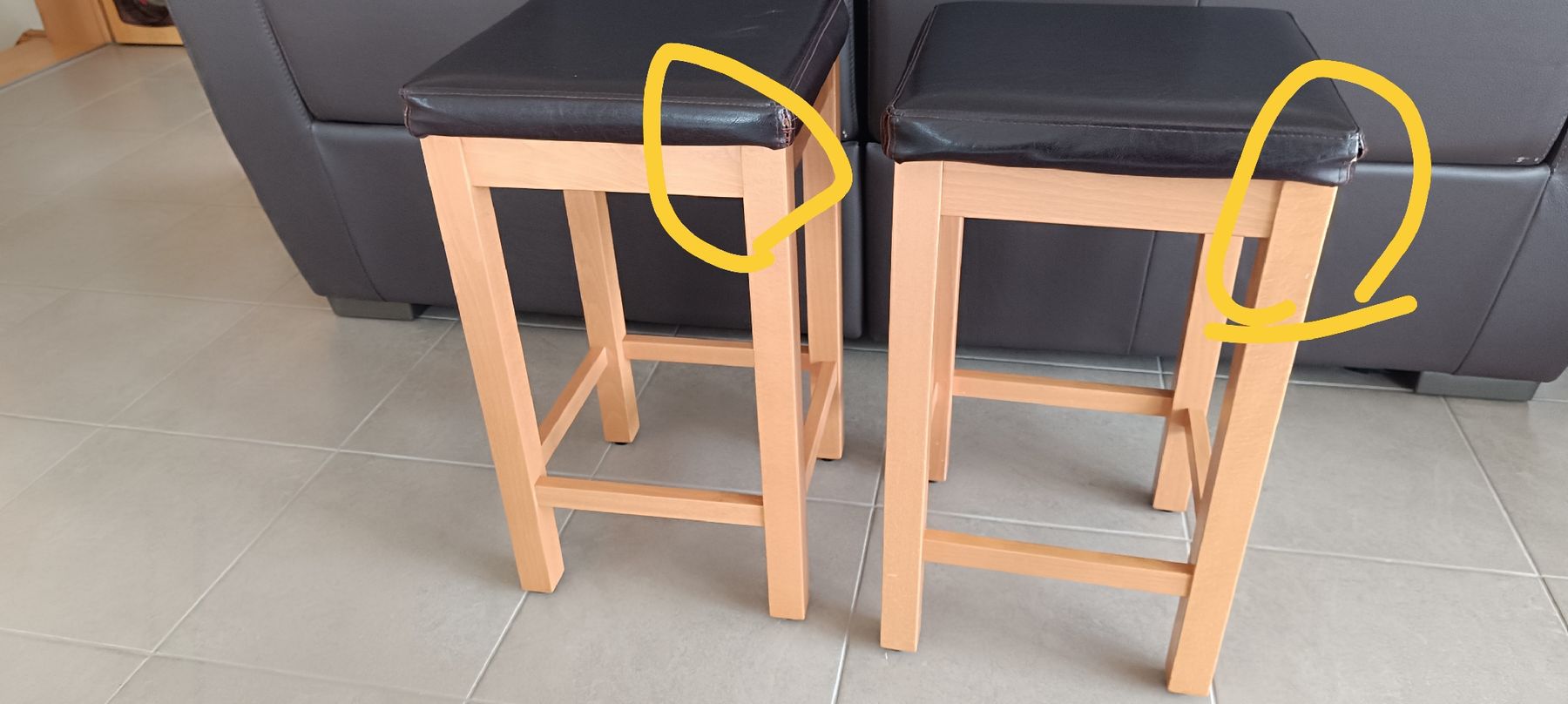Hochstühle: 2 Barhocker braunes Echtleder Sitzhöhe 66 cm  – Gebraucht aus Wengi b. Büren von Rrehli 4