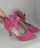 Damen Pumps pink mit Schleife Wildlederoptik neue gr.37