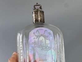 Antike Flasche/Karaffe mit Silberdeckel, Rarität!